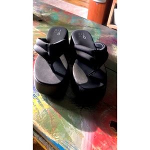 Black 90s inspired platform sandals